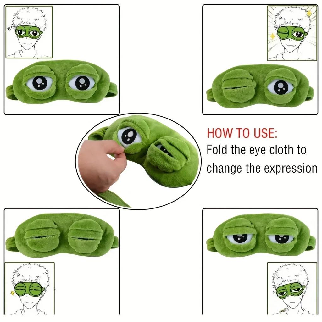 Maschera per dormire a forma di rana 3D Ombretto naturale per dormire Uomini Donne Cartone animato creativo Morbida Portatile Benda da viaggio Ufficio Cerotto per occhi