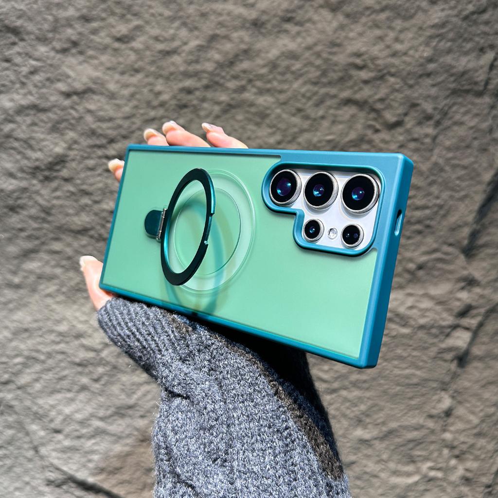 Suitable for Samsung S25 Ultra Magnetic Bracket Mobile Phone Case S24FE Matte Skin Feeling S23 Anti Fall Protection Case