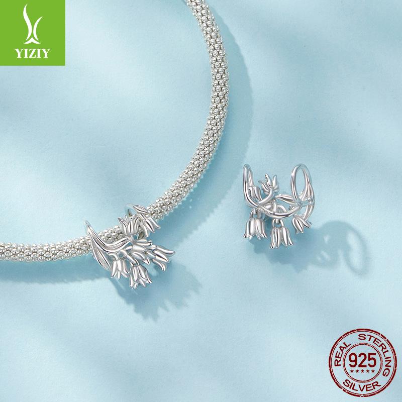 925 Sterling Silver Lily Of The Valley Beaded Charm Loose Bead Accessories Accessories