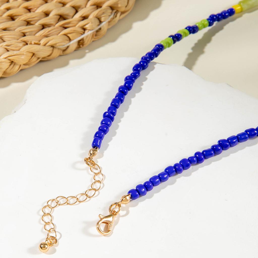 JMXD-Bohemian Seed Pearl Choker, Dopamine Colorful Beach Necklace, Adjustable Layered Pendant Jewelry, Y2K Coastal Vacation Necklace,