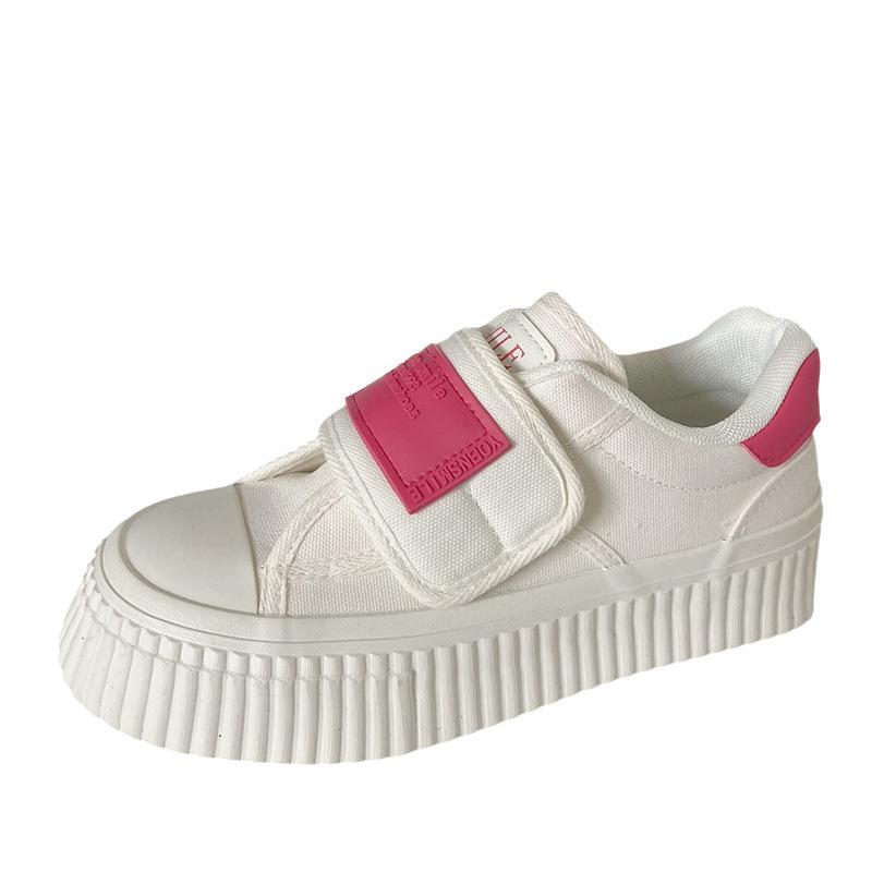

H1290 Velcro platform biscuits canvas shoes women s little white shoes 2024 new spring versatile student board shoes 35