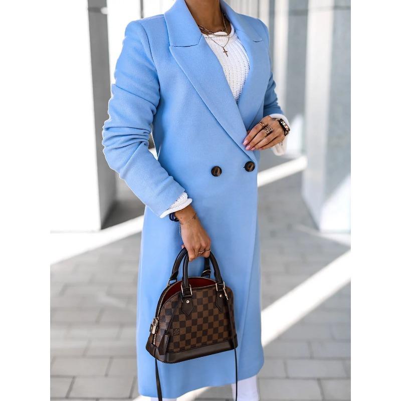 YYFS Women's Fashion Casual Solid Color Print Autumn Winter Long Sleeve POLO Neck Jackets & Coats