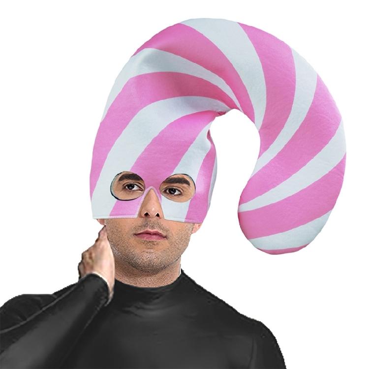 Holiday Party Hat Stripe Hat Mask Candy Cane Costume Christmas Elf Hat Christmas Candy Outfit Halloween Cosplay Costumes