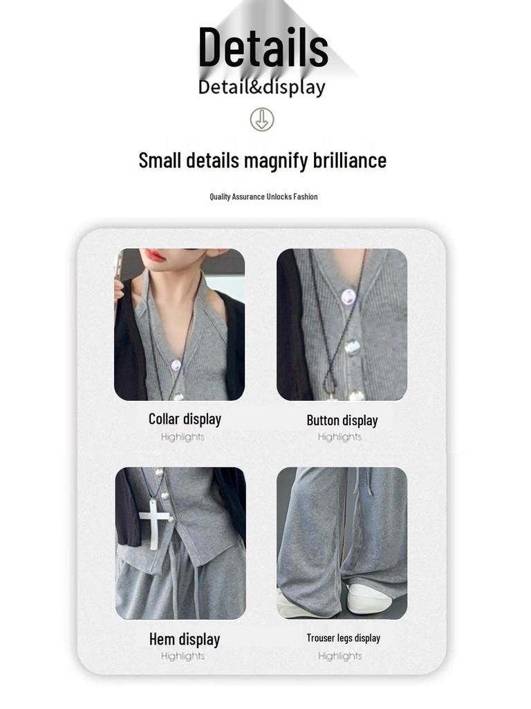 2025 Girls' Trendy Two-Piece Autumn Set: Cardigan Sweater & Wide-Leg Pants