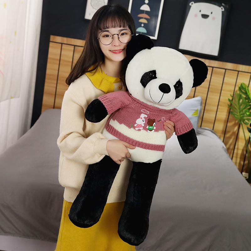 Cute Sweater Panda Plush Toy Cloth Doll Large National Treasure Black And White Panda Doll Girl Birthday Gift