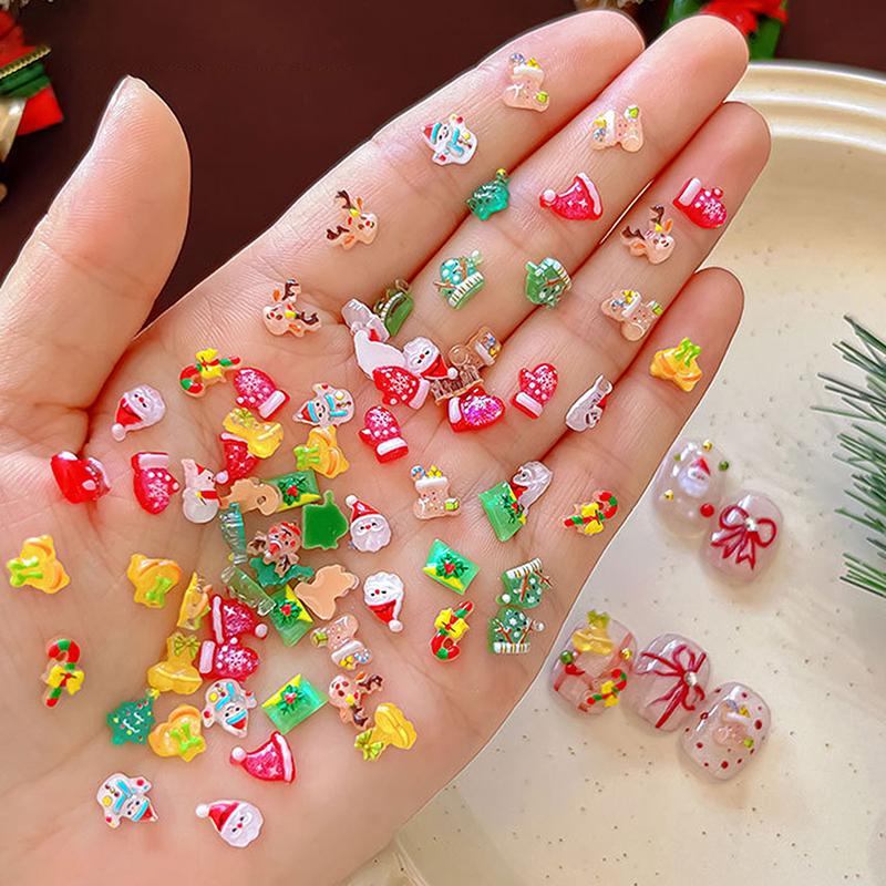 20Pcs Resin Mini Santa Cl1Aus Snowman Christmas Tree Deer Bell, Crutch Flat Back Nails Art Decor Diy Scrapbook Accessories20 Pcs