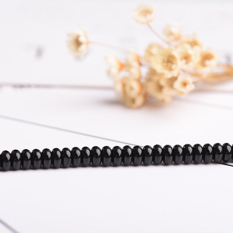 Natural Black Agate Abacus Beads for DIY Jewelry Making and Weaving
