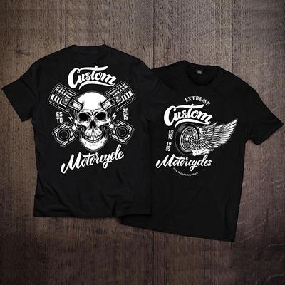 2026 New Biker Rock Skull Vintage Motorcycle Graphic Print High Quality Unisexs and Womens TShirts Crew Neck Loose Short Sleeve