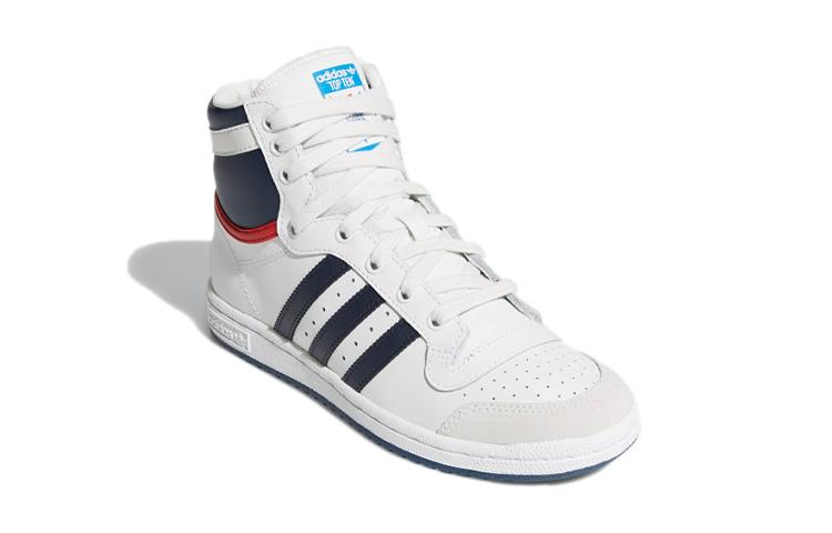 adidas Originals Top Ten Odolné proti oděru Střední kotník Dětské Skateboardové Boty Bílá Modrá Dospívající D74481