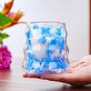 Dried Flowers Insulated Coffee Mug Double Wall Clear Glass Heat Resistant Tea Cup for Water
