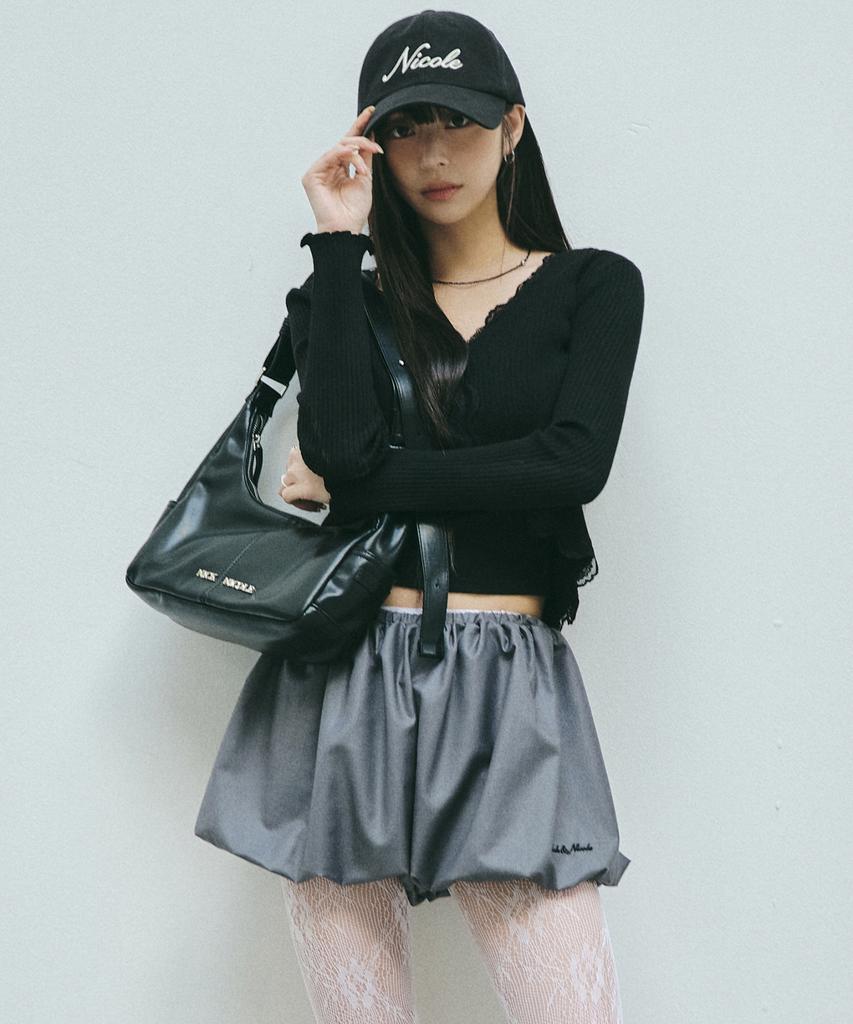 Nick&Nicole Logo Pocket Half Shoulder Bag_Black