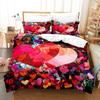 Love Heart And Newspaper Splicing Bedding Set Comforter Cover Soft Romantic Duvet Cover  For Girls Women Room  Valentine's Day