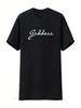 Unisex Goddess Round Neck T Shirt Black Large Vintage Washed Streetwear Casual Comfortable Soft Graphic Breathable Slightly