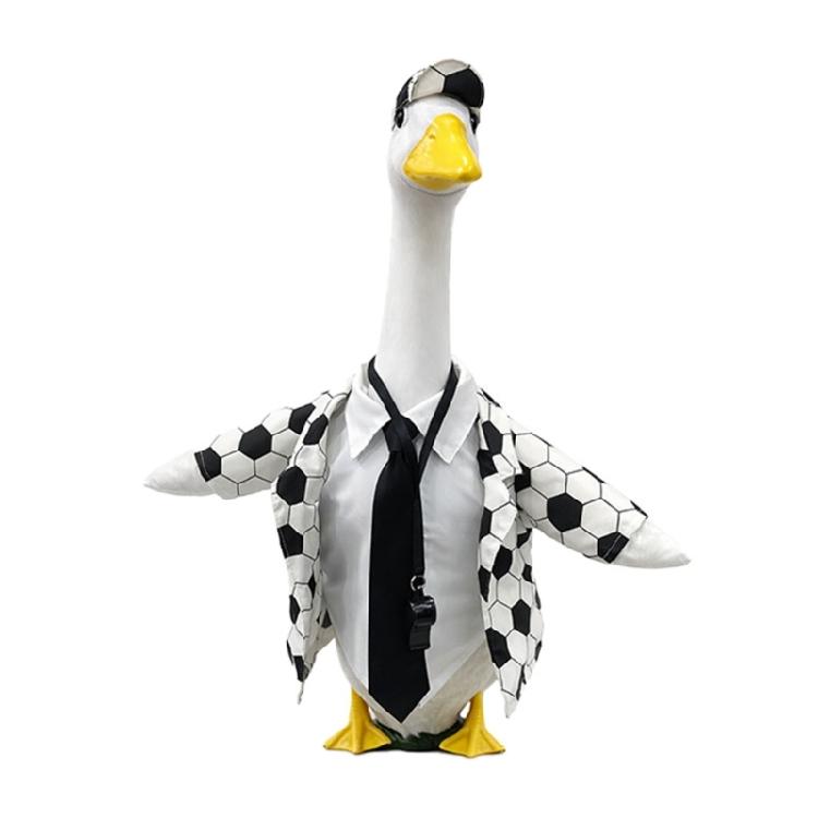 

Playfulness Lawn Geese Figure Wearing Stylish Outfit Available In Leopards And Cows Pattern For Outdoor Display
