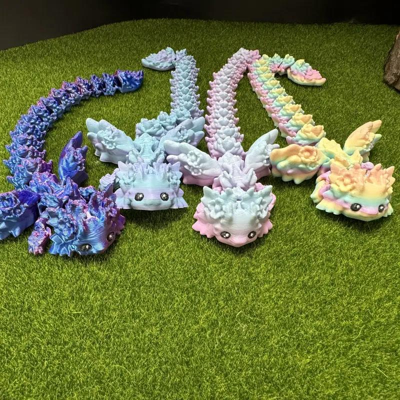 3D Print Toy Salamander Dragon Desktop Ornament Animals Home Office Crafts Christmas Gift