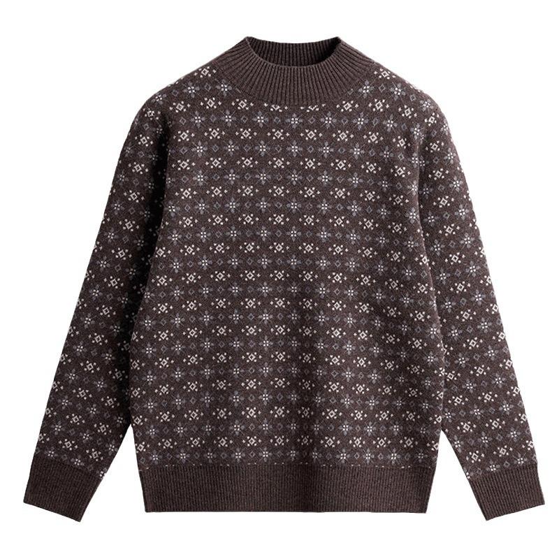 Svetr s polovičním rolákem Dámský Podzimní a zimní Květinový Ležérní Pletený svetr Top Módní Volný Nadměrný Pulovr