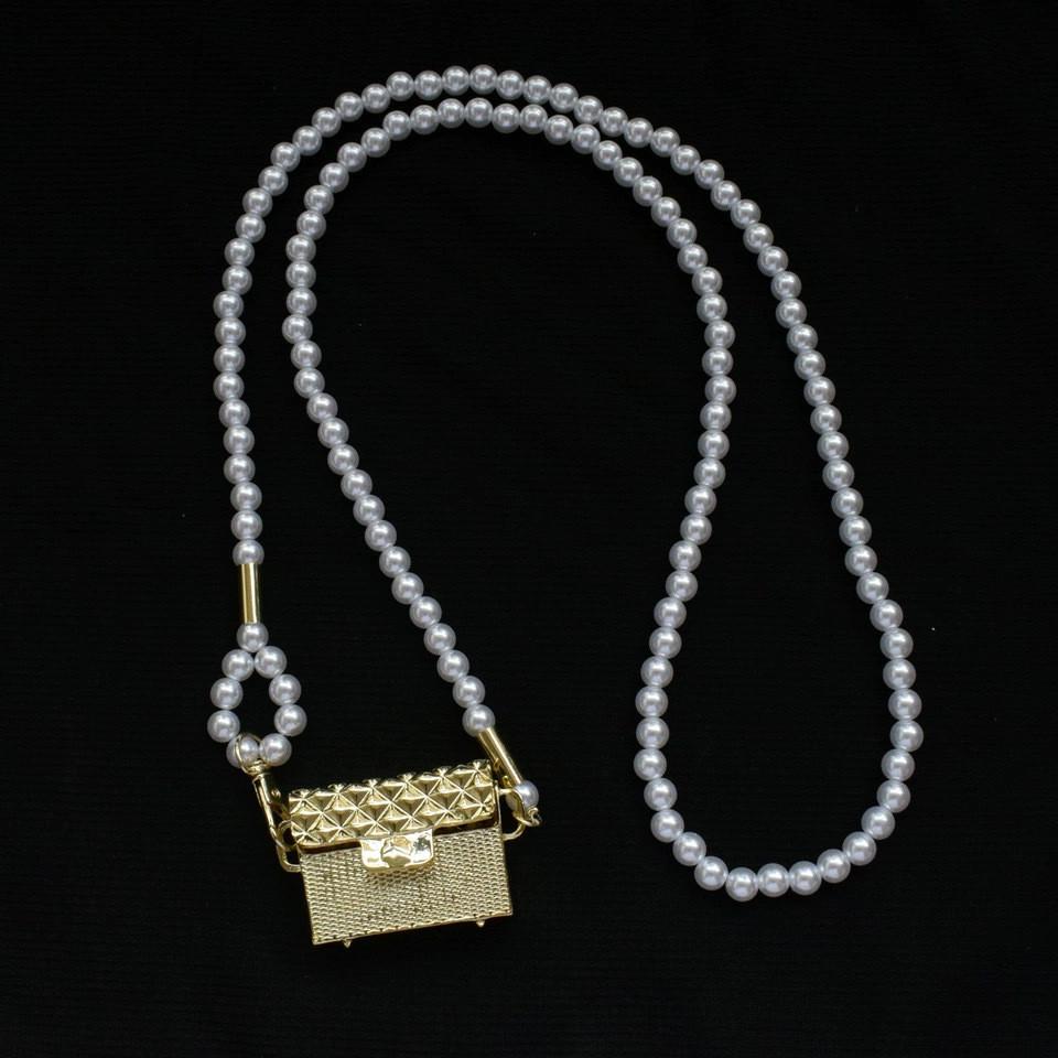 Metal Pearl Girl Mini Crossbody Bag With Chain Strap For Street Fashion Accessories