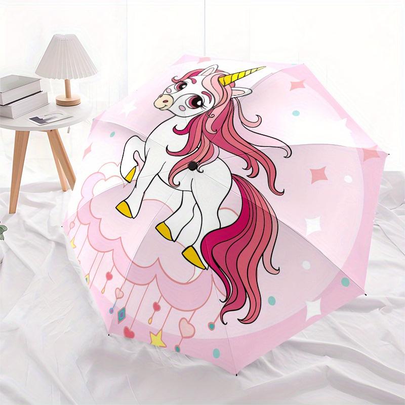 Magical Unicorn Cloud Sticker for Kids Room DecorUmbrella, Portable 3-Fold Compact Umbrella,Christmas Gift ES525