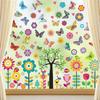 148 Pcs Spring Summer Window Stickers, 9 Sheets Flower Butterfly Tree Sunflower Window Stickers Window Decals for Glass for Summer Spring Decoration H