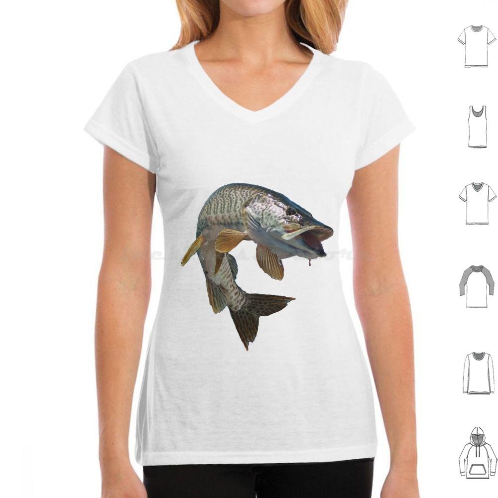 

Musky T Shirt Cotton Men Women DIY Print Fish Fishing Angler Musky Tiger Musky Trout Large Mouth Bass Pike Fly Fishing Ice 4XL