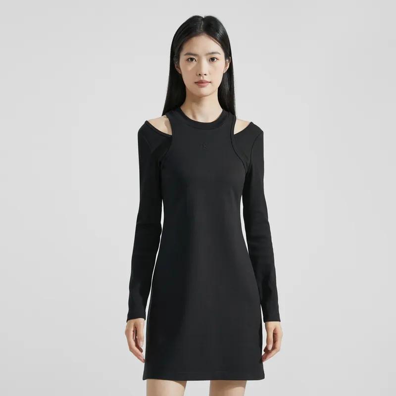 Calvin Klein Long-Sleeved Dresses Women's Space Black Moderate (Unisex) Long-Sleeved Dresses J222324 BEH