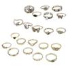 Retro Silver Color Geometric Knuckle Rings Set For Women Eye Cross Sun And Moon Leaf Charm Finger Ring Female Boho Party Jewelry