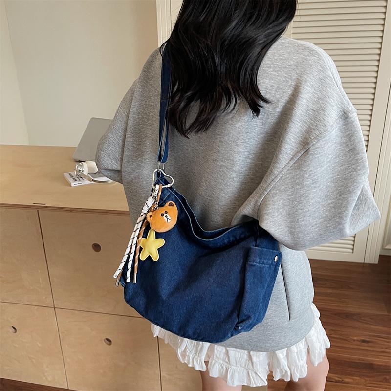 Denim-Umhängetasche mit großer Kapazität Damen Retro Pendler Umhängetasche