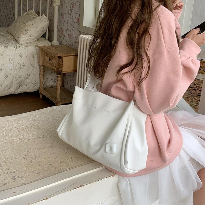 Large-capacity Pink Student Class Leisure Commute Extra-large Bag, New Textured Shoulder Messenger Bag for Women