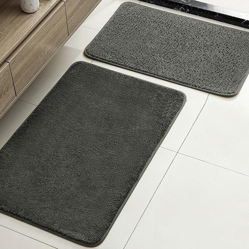 Hot-Selling Solid Color Imitation Cashmere Floor Mat Bathroom Door Mat Bathroom Absorbent Foot Mat Two-Piece Set