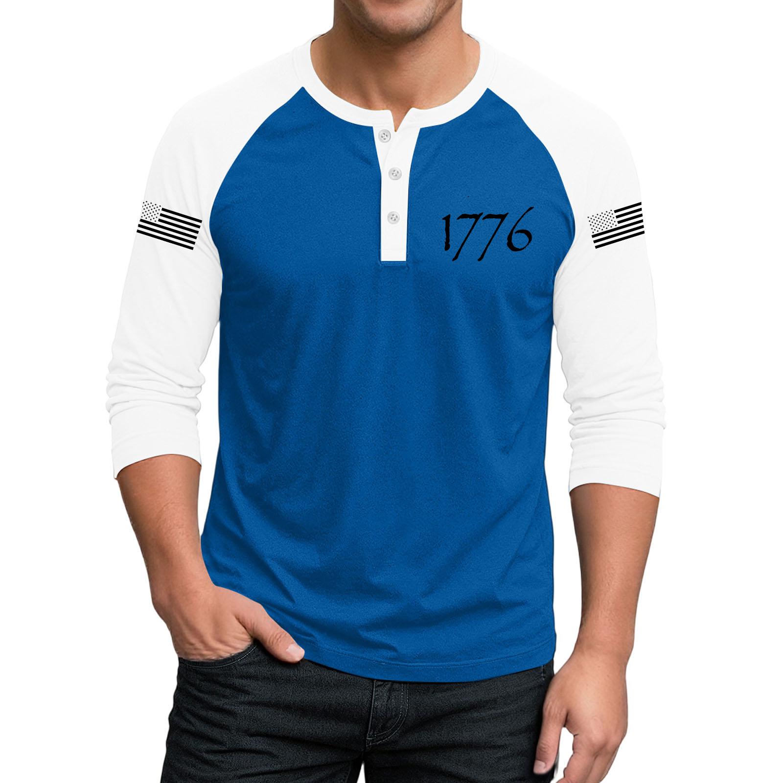 

Men s Button-Down Contrast Raglan 3/4 Sleeve Top XL