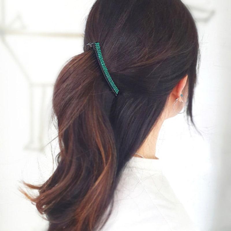 

RACOHA Glitter cubic Simple Banana Hair Claw Clip(Banana hairpin) green