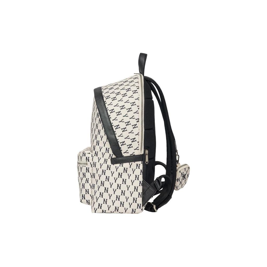 MLB New York Yankees Vintage Floral Large Logo Capacity Polyester Backpack Unisex Backpack Black White 3ABKM102N-50CRD