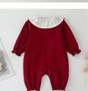 100 Days Red Baby Romper - Cute, Stylish Bodysuit for Spring/Autumn Outings and Crawling - Perfect for Newborn to 1-Year-Old Girls.