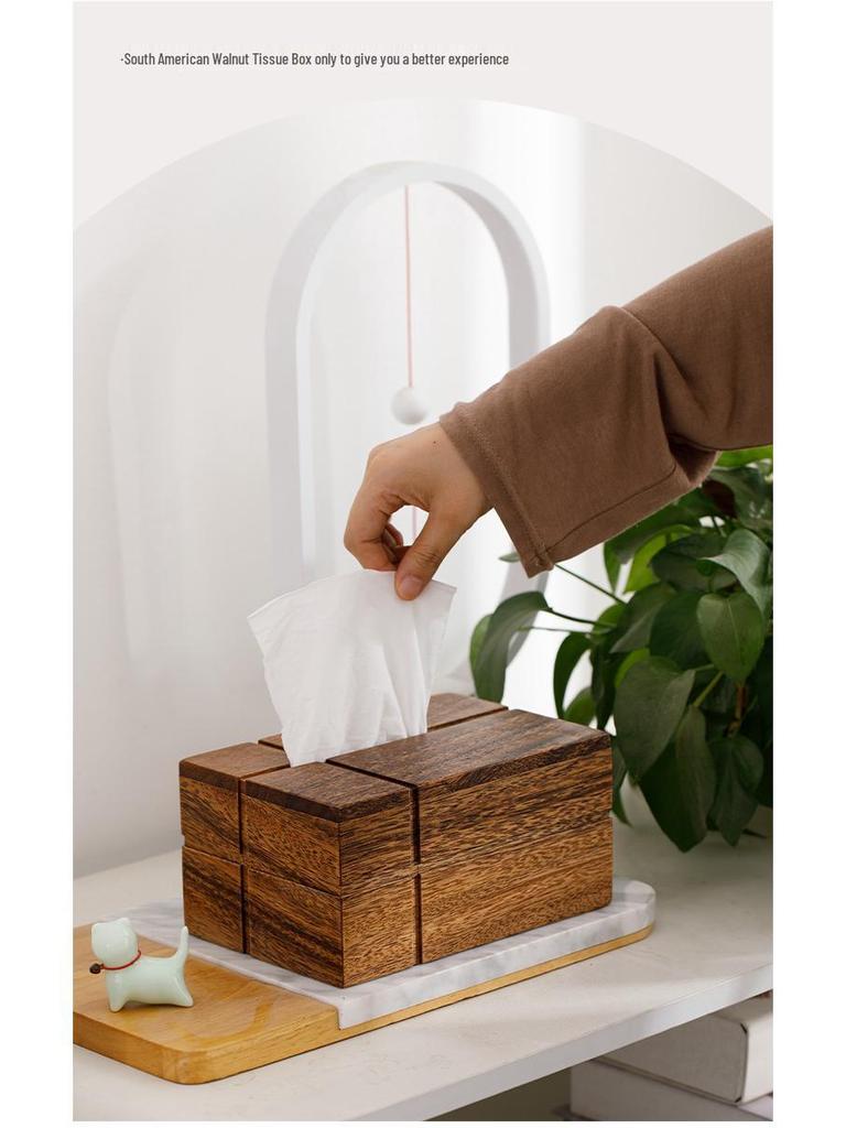 Gravierte Walnussholz-Taschentuchbox für Heim-, Restaurant- oder Hoteldekor - Niedliches und schlichtes Massivholzdesign