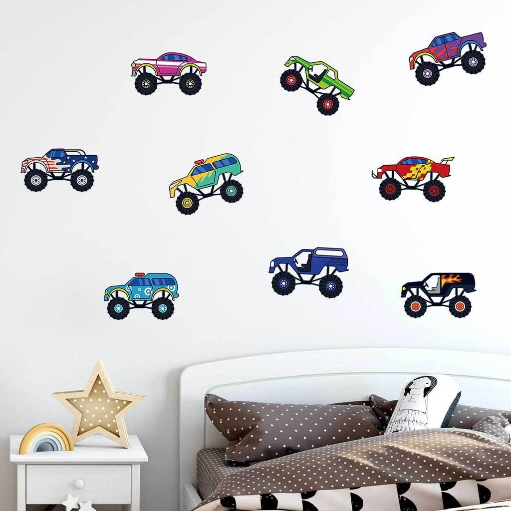Cute Cartoon Vehicle Wall Sticker Children's Bedroom Background Decorative Sticker