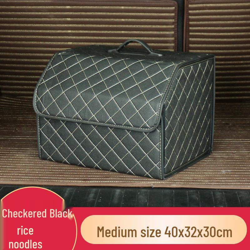 Trunk Storage Box: Multifunctional Folding Car Organizer with Logo-Printed Leather