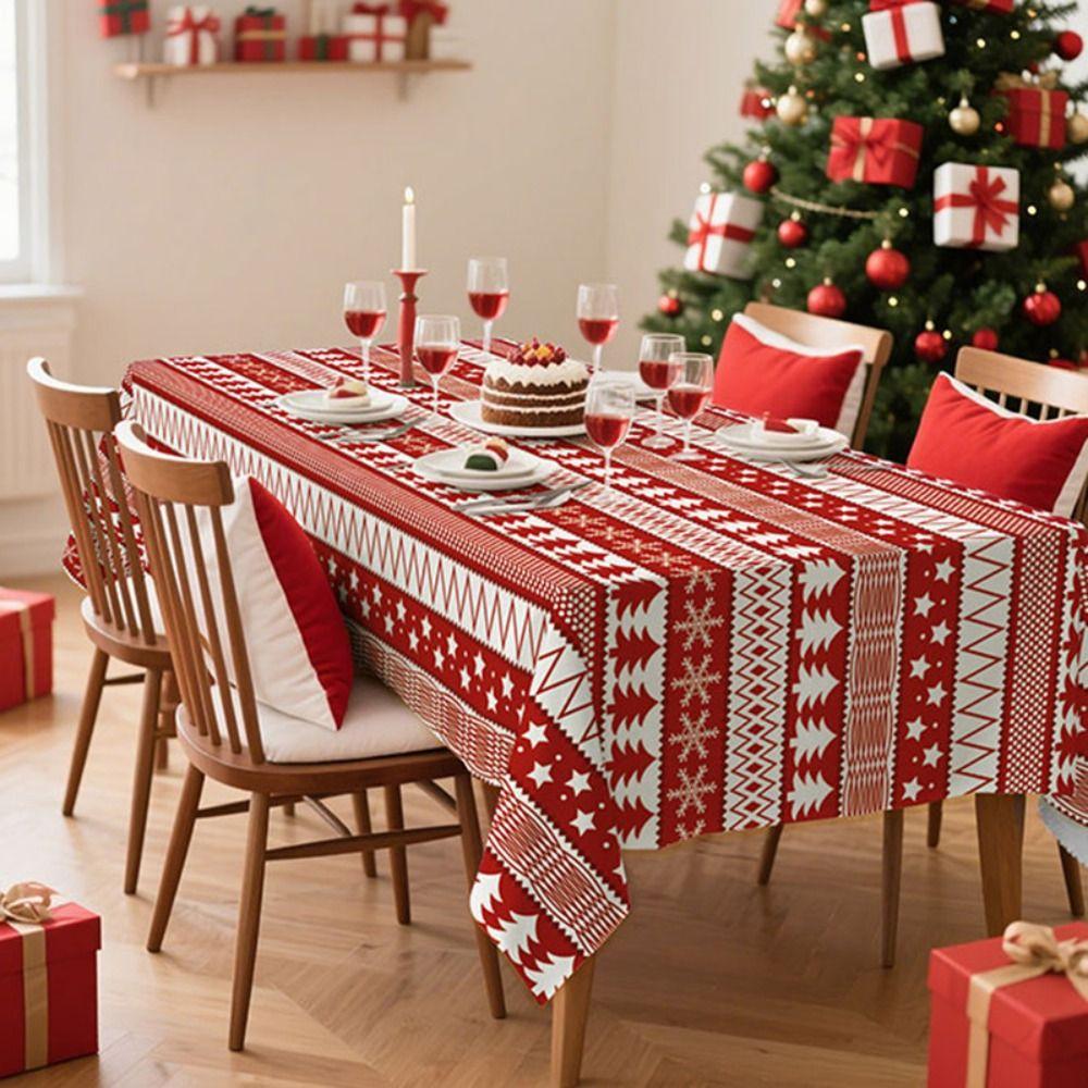 100*140cm Christmas Tablecloth Thickened Washable Christmas Decorative Table Cover Heat-Resistant Xmas Party Table Runner Table