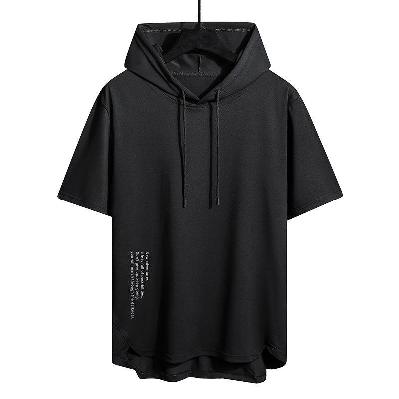 Men's Summer Hong Kong Style Trendy Solid Color Hooded Sweatshirt for Outdoor Sports and Leisure