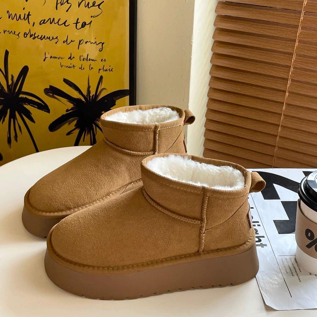 Snow boots, thick-soled heightened muffin, integrated with winter non-slip fur, piled and thickened cotton to keep warm