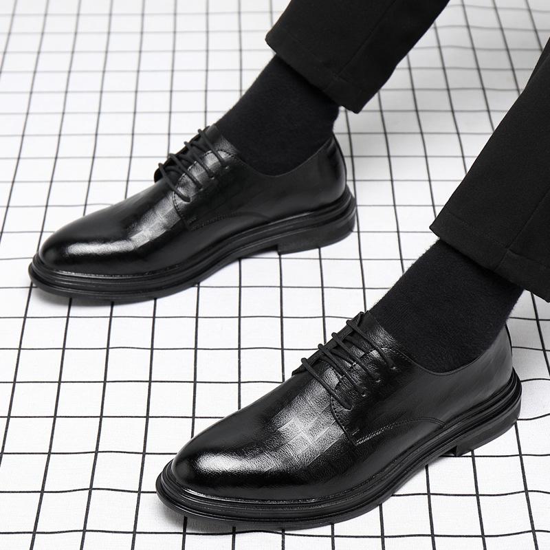 Leather Shoes Men's Formal Business Leather Soft Sole British Thick Sole Inner Height Increase Casual Foreign Trade Suit Shoes