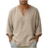 Men's Casual And Fashionable Loose V-neck Long Sleeved Shirt Top