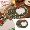 Set of 4 Round Christmas Placemats Printed Heat Holiday Table Mats for Dining Room Decor