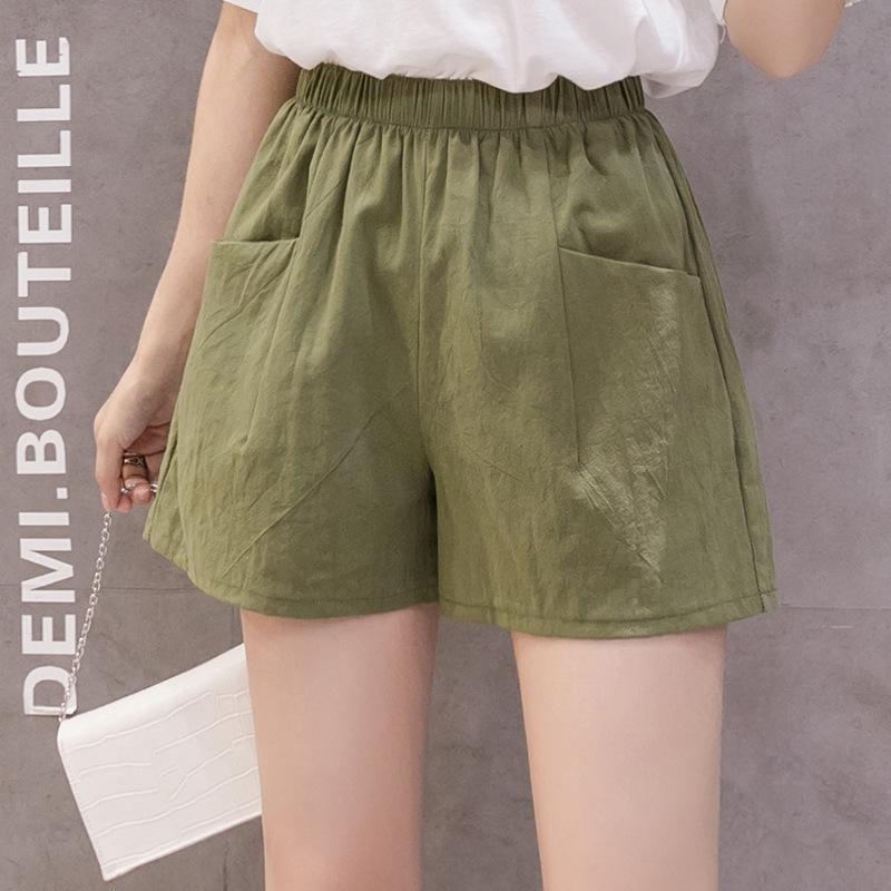 

Women s High-Waisted Cotton Linen Casual Running Shorts M зелений/авокадо