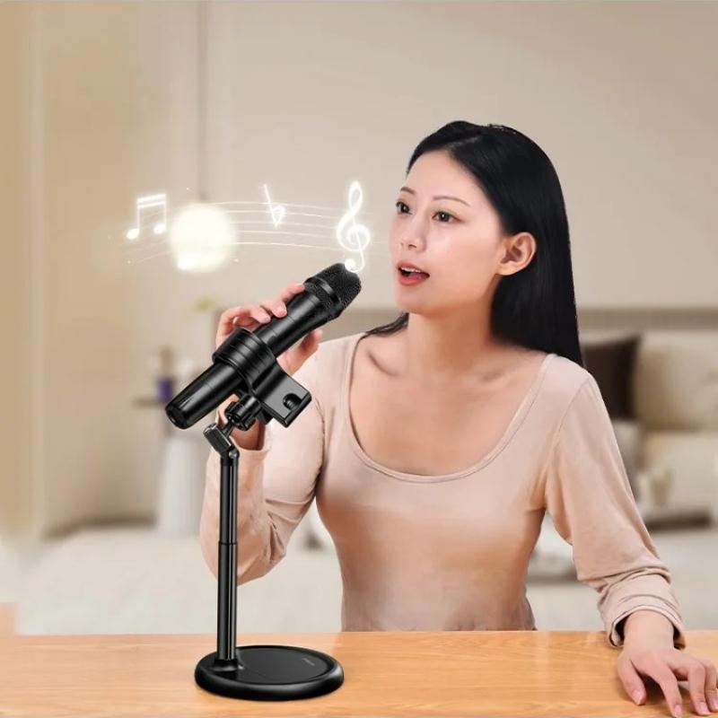 Oatsbasf Adjustable Microphone Stand Desktop with 360° Rotatable Clip Mic Stand Portable Mic Holder Hair Dryer Stand with Base