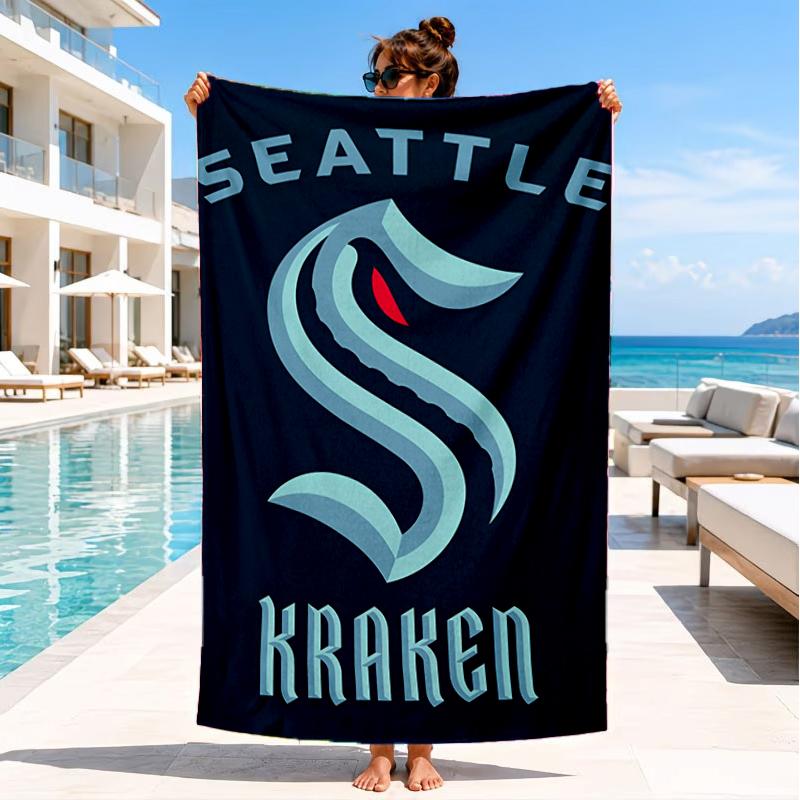 Seattle Kraken Logo Beach Towel, Super Soft Microfiber, Perfect Gift for Her/Him, Birthday, for Pool, Beach, Travel, Decor Beach Party