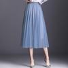 Korean High-Waist Mid-Length Tulle A-Line Skirt - Spring/Summer Pleated Mesh Design