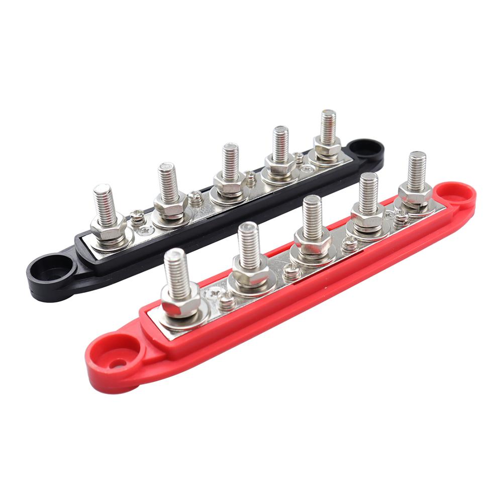 M8 5 Stud Bus Bar 48V 100A Battery Power Distribution Block Terminal Studs Busbar Powerterminal Block For RV Boat Acesssories