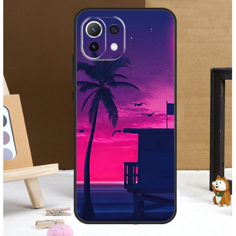 80s Retrowave Neon Palms Tree Case For Xiaomi 13T 14 Pro 11T 12T 12 13 Lite POCO X6 X3 X4 X5 F5 Pro F3 M5s M6 Pro Cover