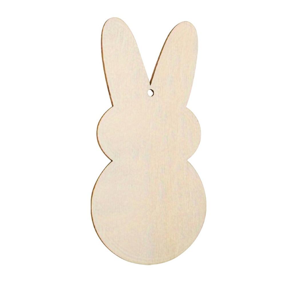24pcs/set Painting Toy Easter Rabbit Craft DIY Color Blank Bunny Wood Slices  Hanging Ornament
