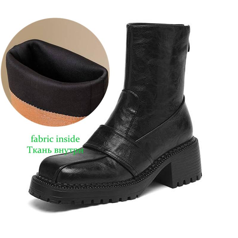 Krazing Pot Microfiber Winter Round Toe Modern Platform Size 33 Boots Size 43 Thick Bottom Zipper Women Ankle Boots